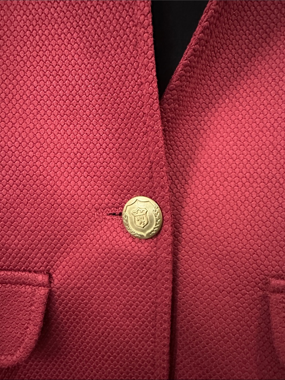 Red Textured One-Button Blazer - Picture 4 of 5